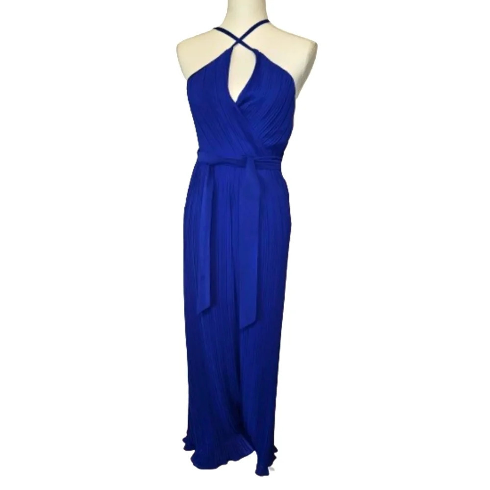 Beyond Words Blue Sleeveless Belted Romper Women's Size XS NWT